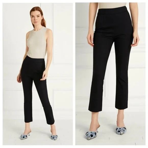 HILL HOUSE The Claire Pant Black Cropped Viscose Blend Side Zip Career XS NEW - Picture 1 of 4
